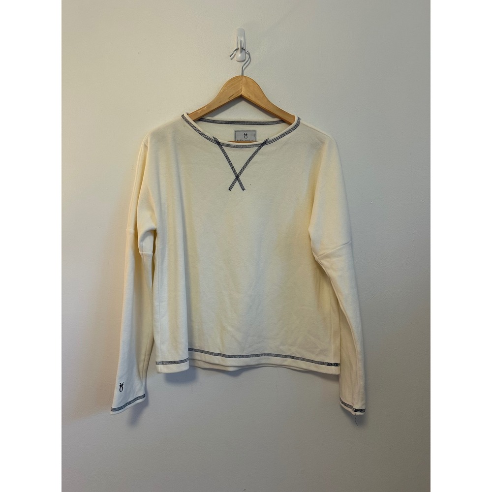 Dudley Stephens Cream Fleece Pullover Sweatshirt | Size Medium